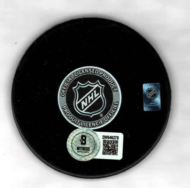 Adam Oates Signed Auto Bruins 100th Anniversary Puck w/ HOF 12 Beckett BAS COA