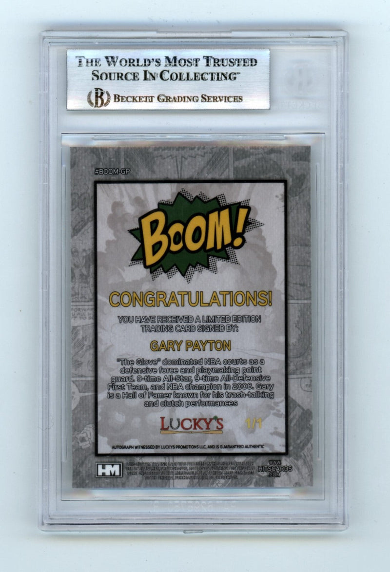 Gary Payton 2024 Hits Memorabilia BOOM Super #1/1 Signed BGS BAS Auto Sonics