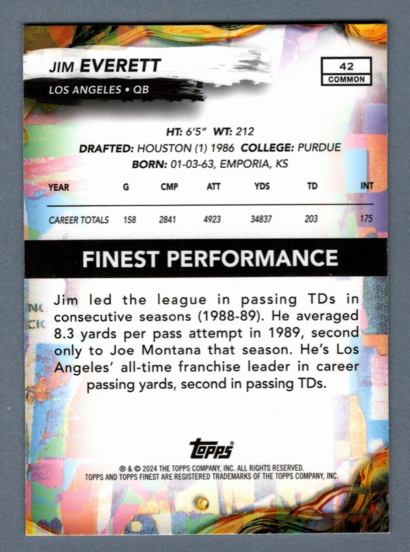 Jim Everett Signed 2024 Topps Finest X Factor Refractor #42 w/ Insc. LSCM COA