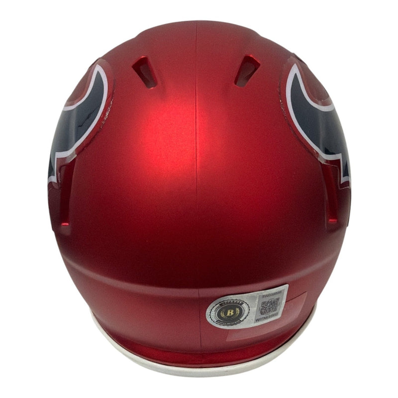 Andre Johnson Signed Texans Blaze Mini Helmet w/ HOF 24 Beckett Witness BAS COA