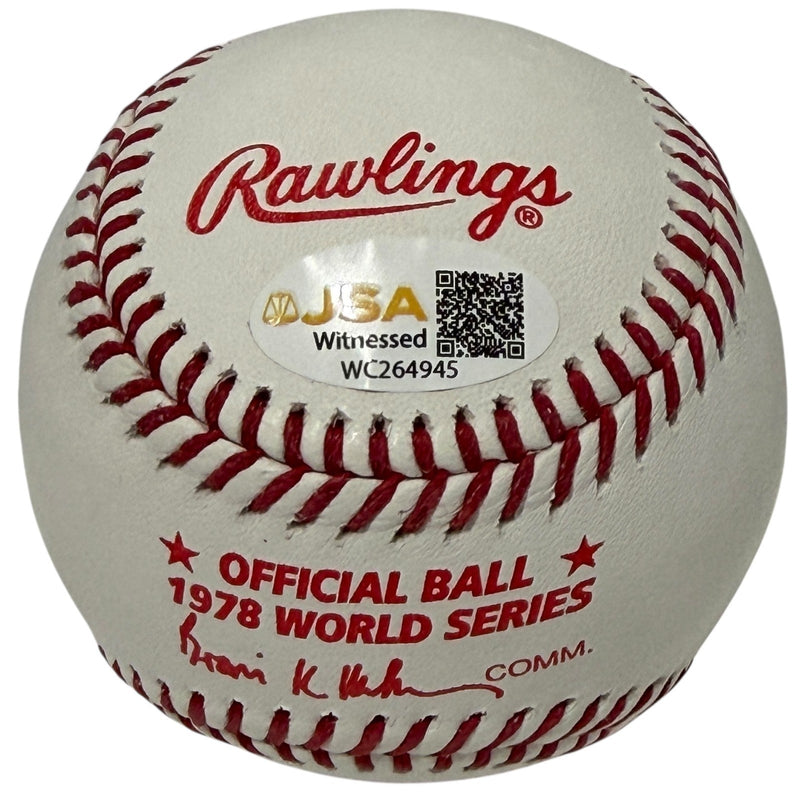 Roy White Signed 1978 World Series Logo Baseball w 78 WSC Back to Back JSA W COA