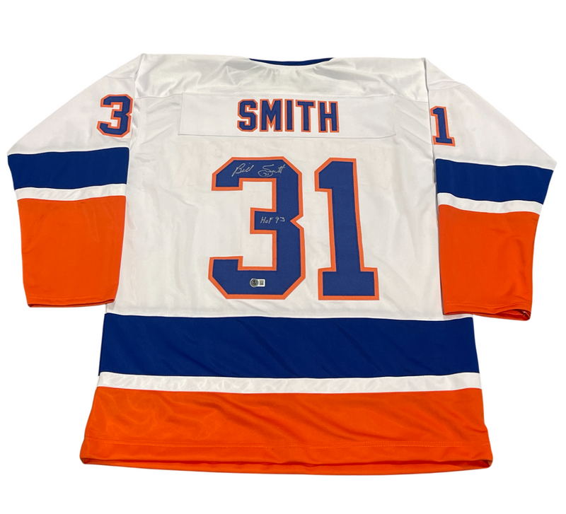 Billy Smith Signed Islanders Custom Jersey w/ HOF 93 Beckett Wit BAS COA