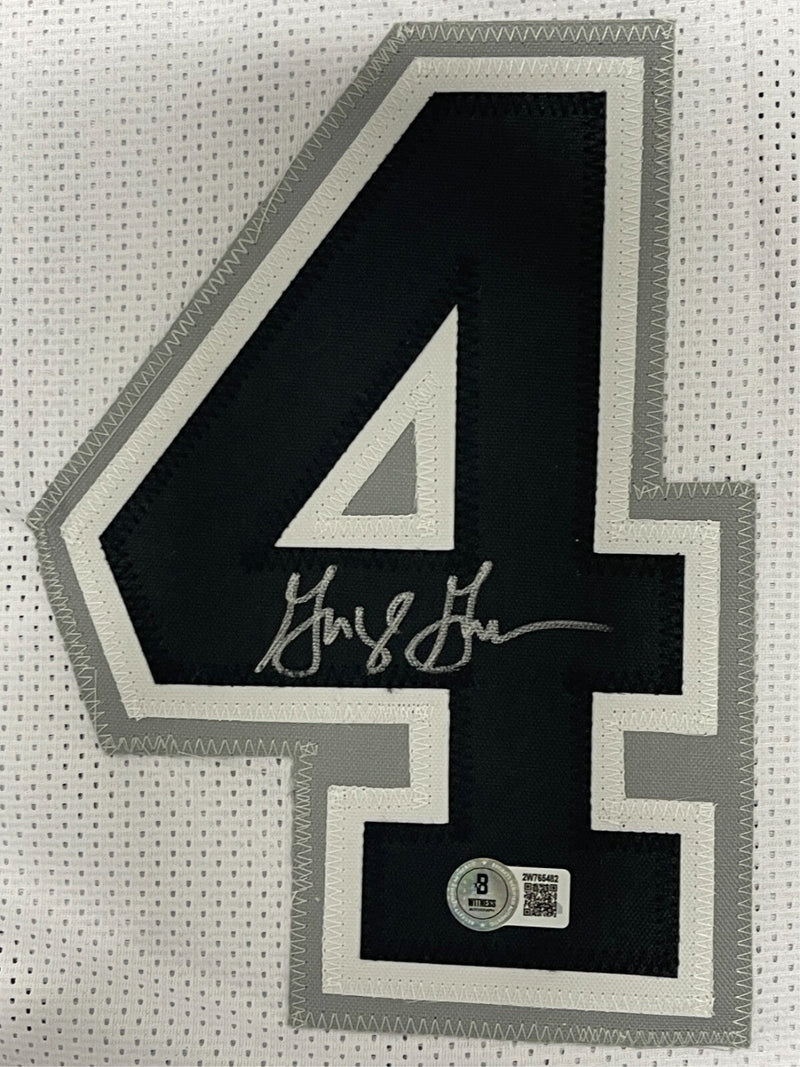 George Gervin Signed San Antonio Spurs Custom Jersey  Beckett Witness BAS COA