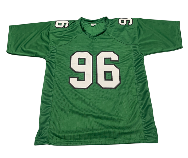 Clyde Simmons Signed Eagles Custom Green Jersey Beckett Witness BAS COA