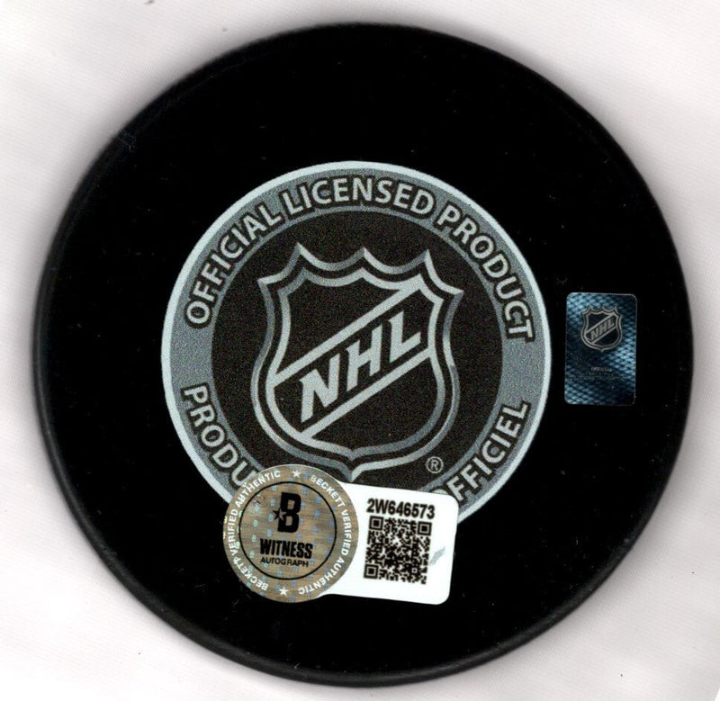 Chris Chelios Signed Auto 2002 Stanley Cup Puck w/ 2002 Cup Beckett BAS COA