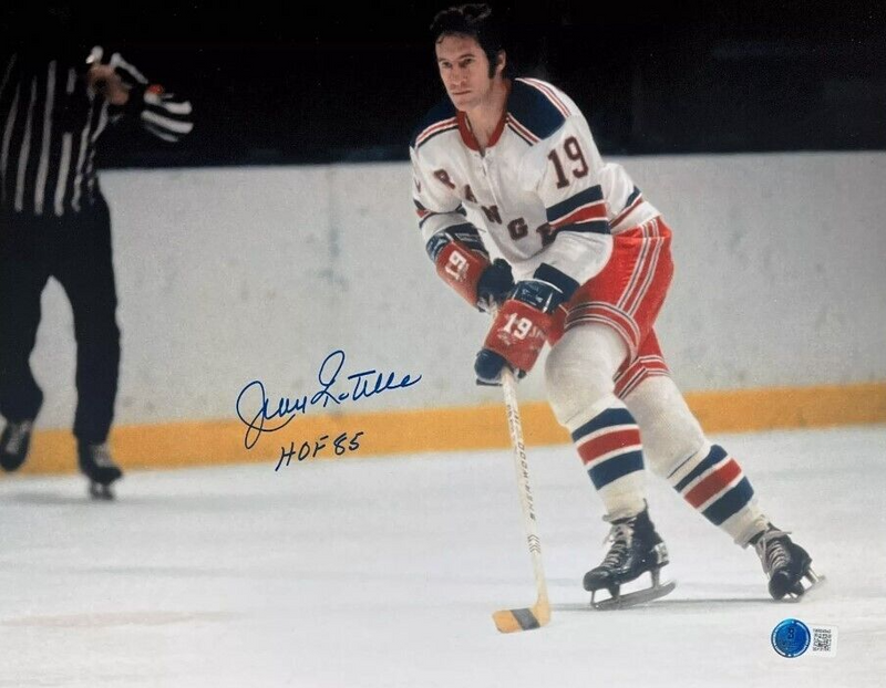 Jean Ratelle Signed Rangers 11x14 Photo w/ HOF 1985 Beckett Witness BAS COA