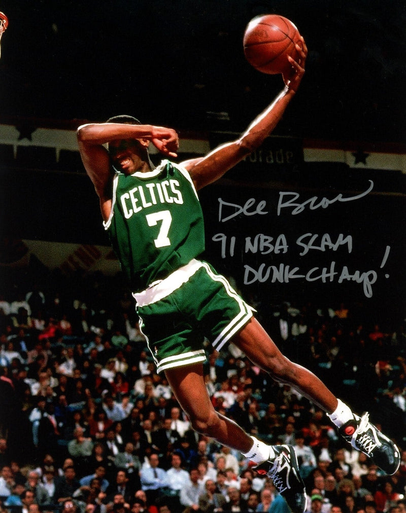 Dee Brown Signed Boston Celtics 8x10 Photo w/ 91 NBA Slam Dunk Chmap! LSCM COA