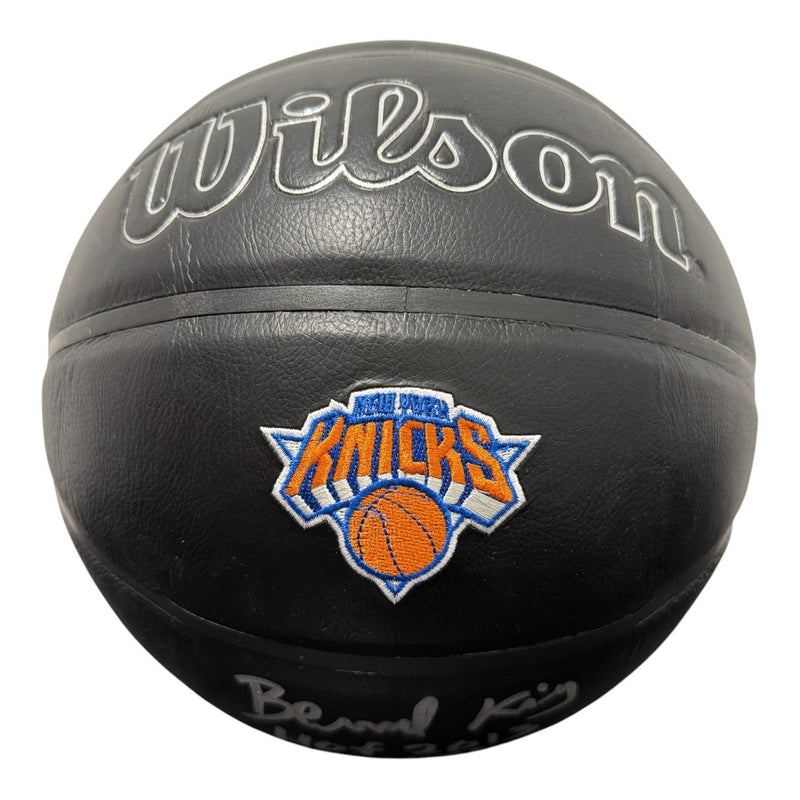 Bernard King Signed Black Knicks Wilson NBA Basketball w/ HOF + NY Ins JSA W COA