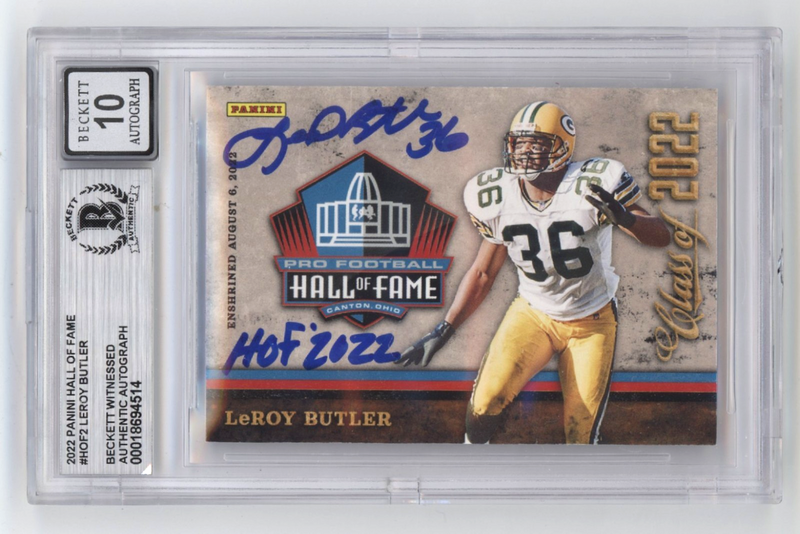 LeRoy Butler 2022 Panini Hall of Fame Signed w/ HOF 2022 Ins Beckett BGS 10 Auto