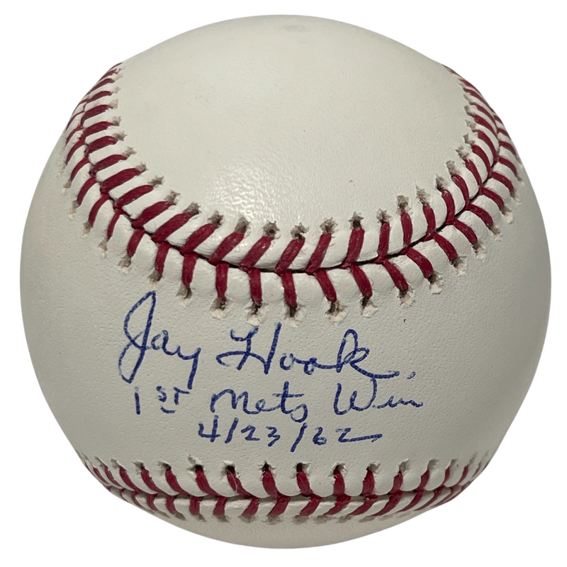 Jay Hook Signed Autographed ROMLB Baseball w/ 1st Mets Win 4/23/62 LSCM COA
