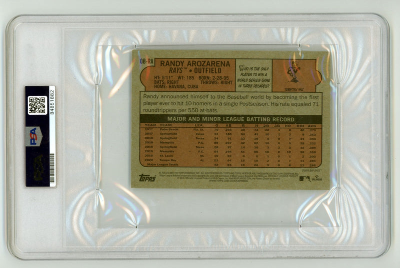 Randy Arozarena 2021 Topps Heritage Signed Jumbo Card w/ 2021 AL ROY PSA Auto