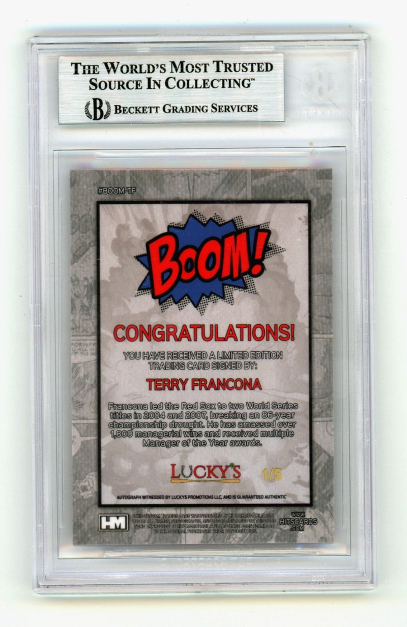 Terry Francona 2024 Hits Memorabilia BOOM Red /5 Signed BGS BAS Auto Red Sox