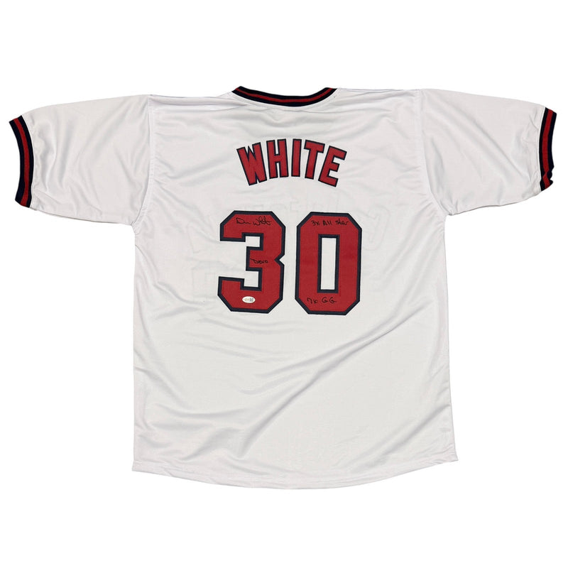 Devon White Signed California Angels Custom Jersey w/ 3x Insc JSA Witness COA