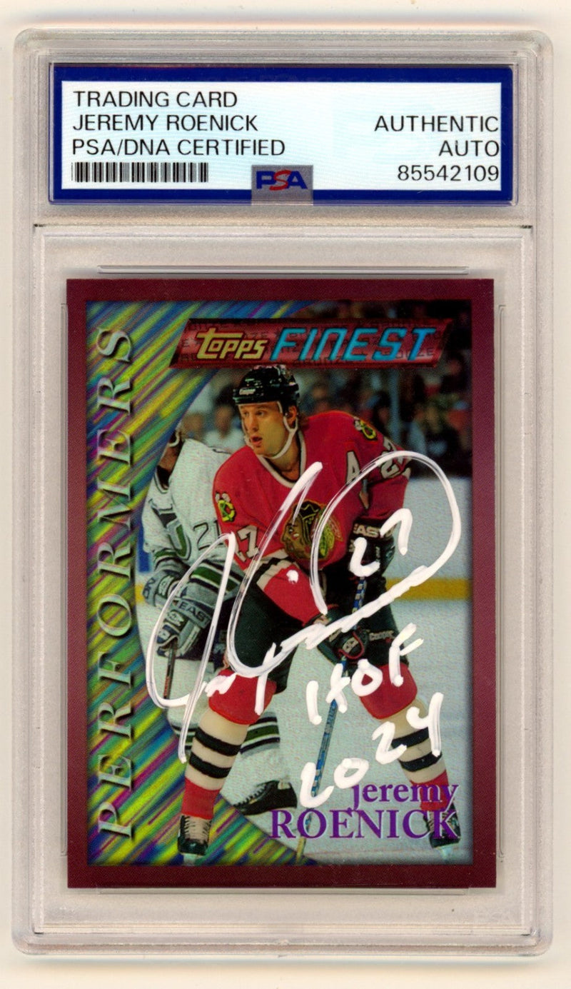 Jeremy Roenick 1996-97 Topps Finest #175 Refractor Signed w/ HOF Insc. PSA Auto