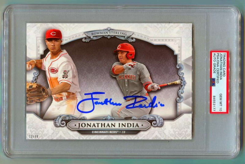 Jonathan India 2018 Bowman Sterling 5x7 Oversized #/49 RC Signed PSA 10 Auto RC