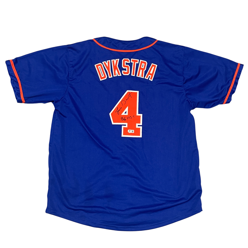 Lenny Dykstra Signed NY Mets Custom Jersey w/ 86 WSC Beckett Witness BAS COA
