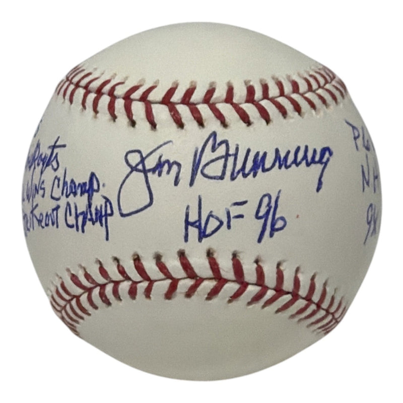 Jim Bunning Signed Autographed ROMLB Baseball w/ 8 Stat Insc JSA COA Phillies