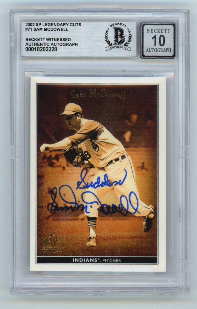 Sam McDowell 2002 UD SP Legendary Cuts #71 Signed w/ Sudden Beckett BGS 10 Auto