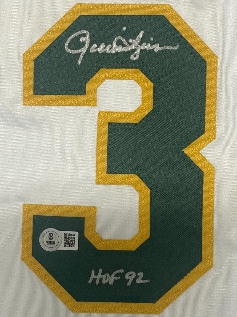 Rollie Fingers Signed Oakland Custom Jersey w/ HOF 92 Beckett Witness BAS COA