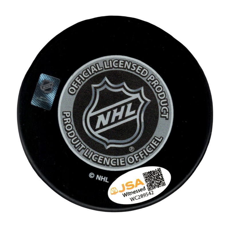 Ken Daneyko Signed 2003 Stanley Cup NJ Devils Logo Puck w 3x Cup JSA Witness COA
