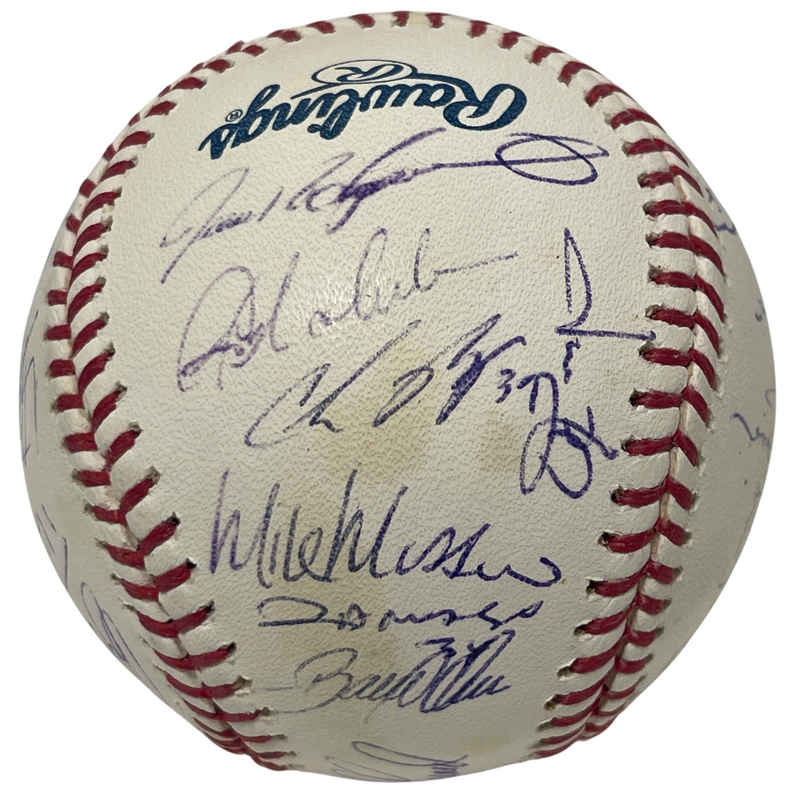 2008 New York Yankees (36) Signed Autographed Final Season Logo Baseball JSA LOA