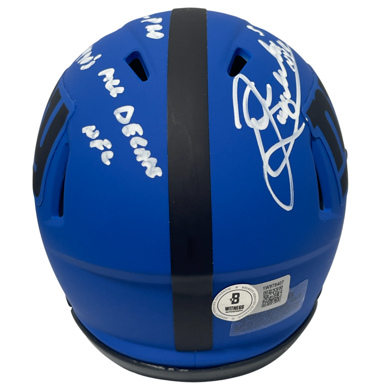 Sean Landeta Signed New York Giants Rave Mini Helmet w/ 3 Ins Beckett W BAS COA