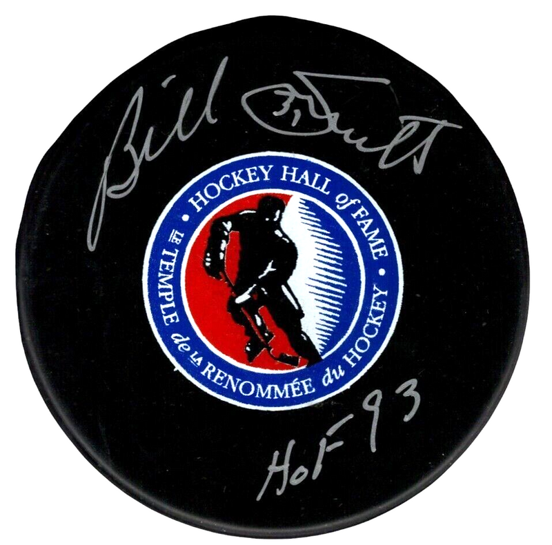 Billy Smith Signed HOF Puck w/ HOF 93 Beckett Witness BAS COA Islanders