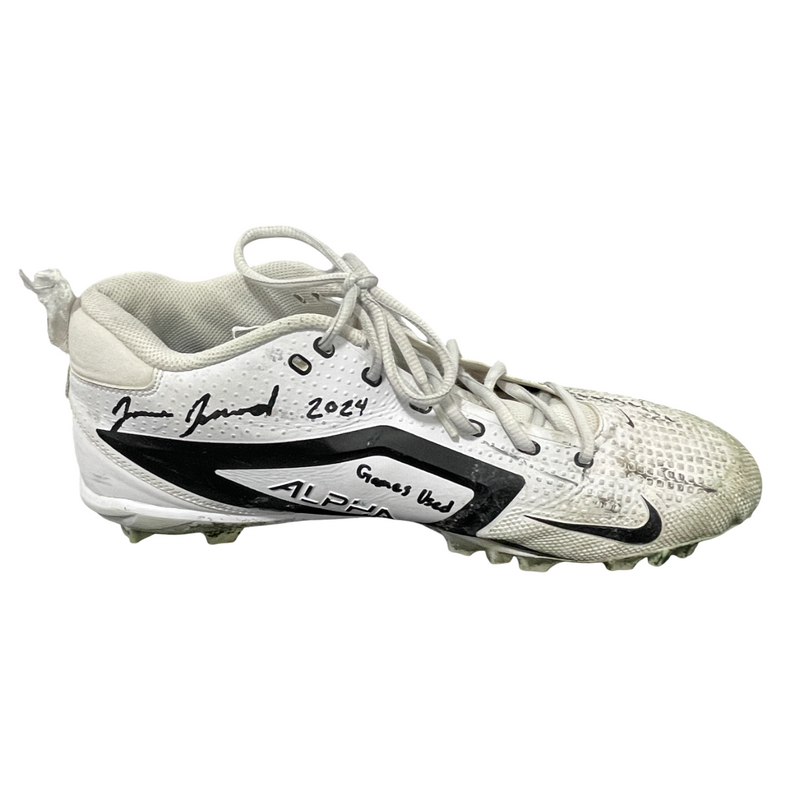 Jamien Sherwood Signed 2024 Game Used Football Cleats (PAIR) Beckett Wit BAS COA