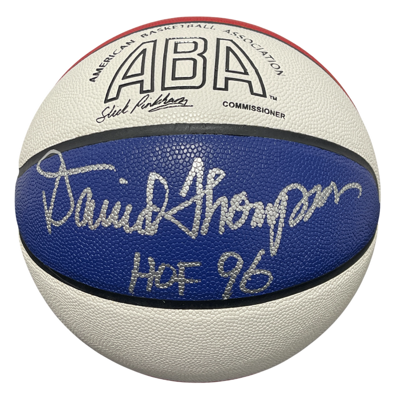 David Thompson Signed ABA Basketball w/ HOF 96 Beckett Witness BAS COA
