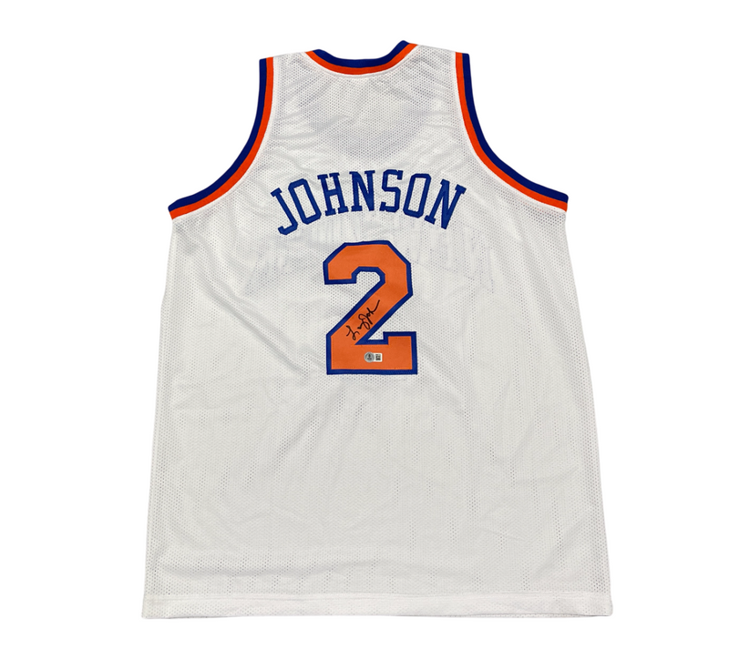 Larry Johnson Signed Auto New York Knicks Custom Jersey Beckett BAS COA