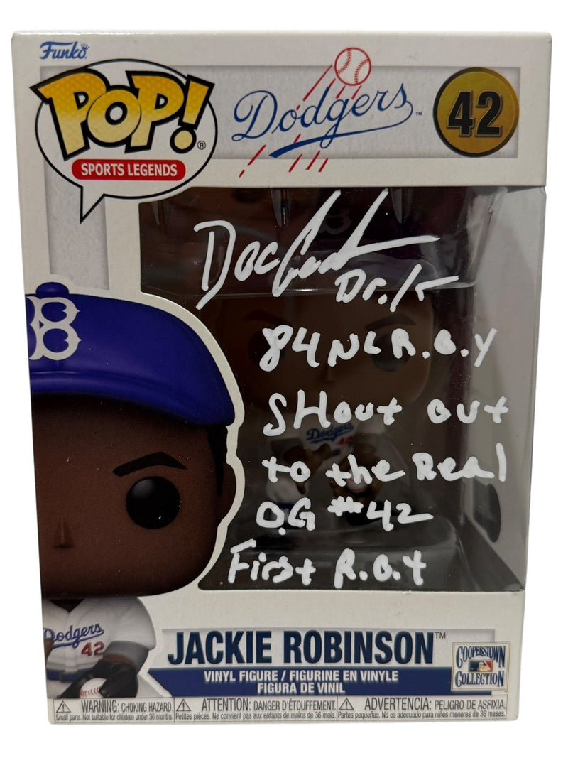 Doc Gooden Signed Jackie Robinson Funko Pop 42 w/ Rare Insc Beckett Wit. BAS COA