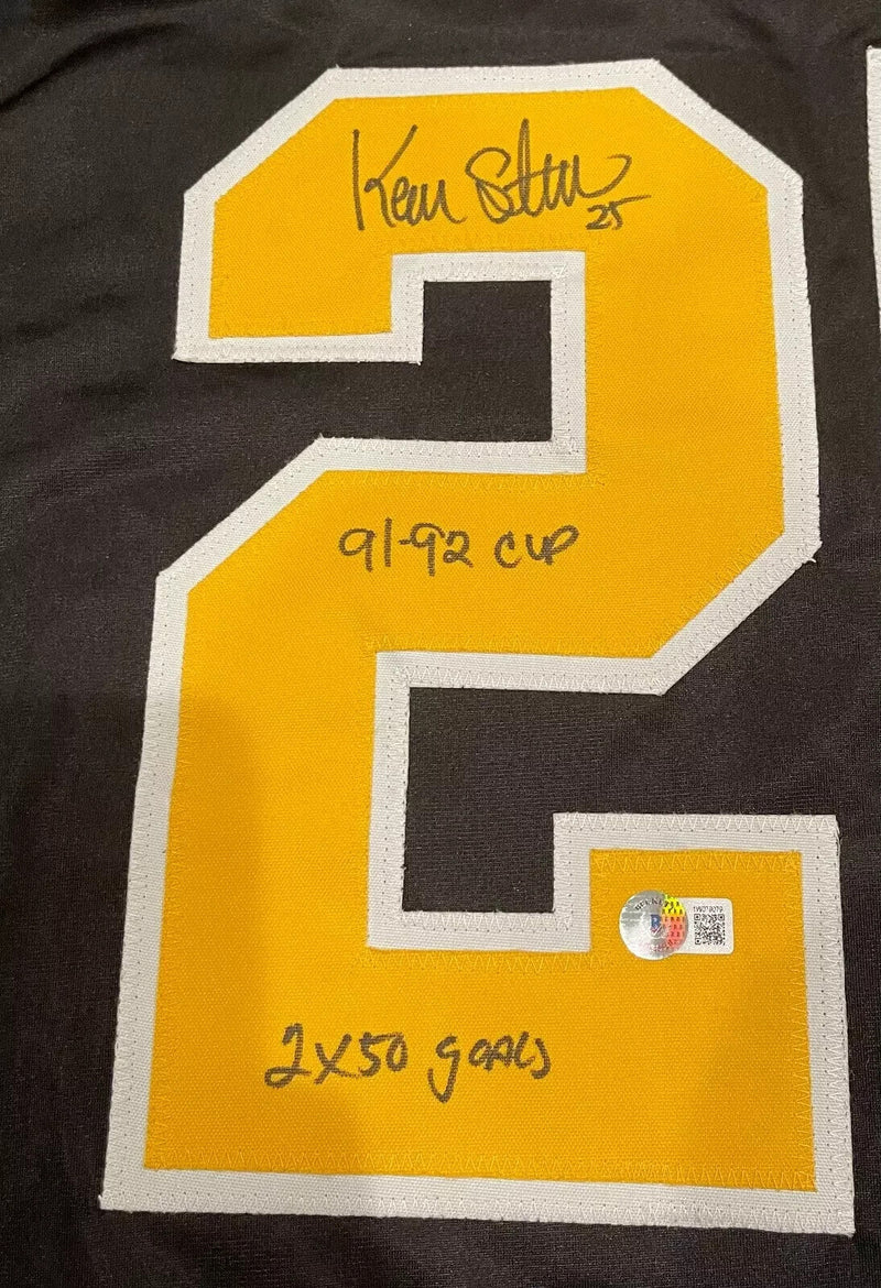 Kevin Stevens Signed Penguins Custom Jersey w/ 2x Ins Beckett Witness BAS COA