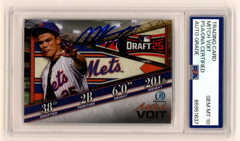 Mitch Voit Signed 2025 Bowman Chrome #BDN-4 Draft Night Rookie RC PSA 10 Auto