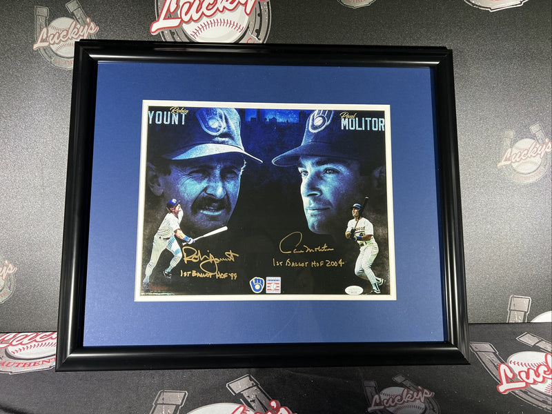 Robin Yount & Paul Molitor Dual Signed Framed 11x14 Photo w/ 2x Insc JSA COA