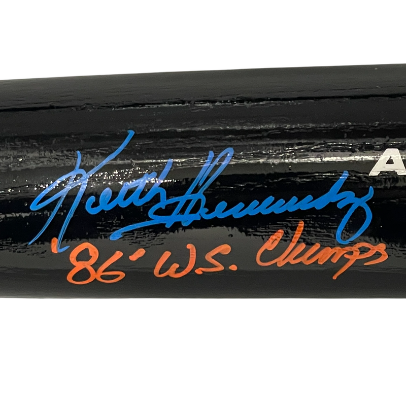 Keith Hernandez Signed Auto Black Rawlings Baseball Bat w 86 WSC Beckett BAS COA
