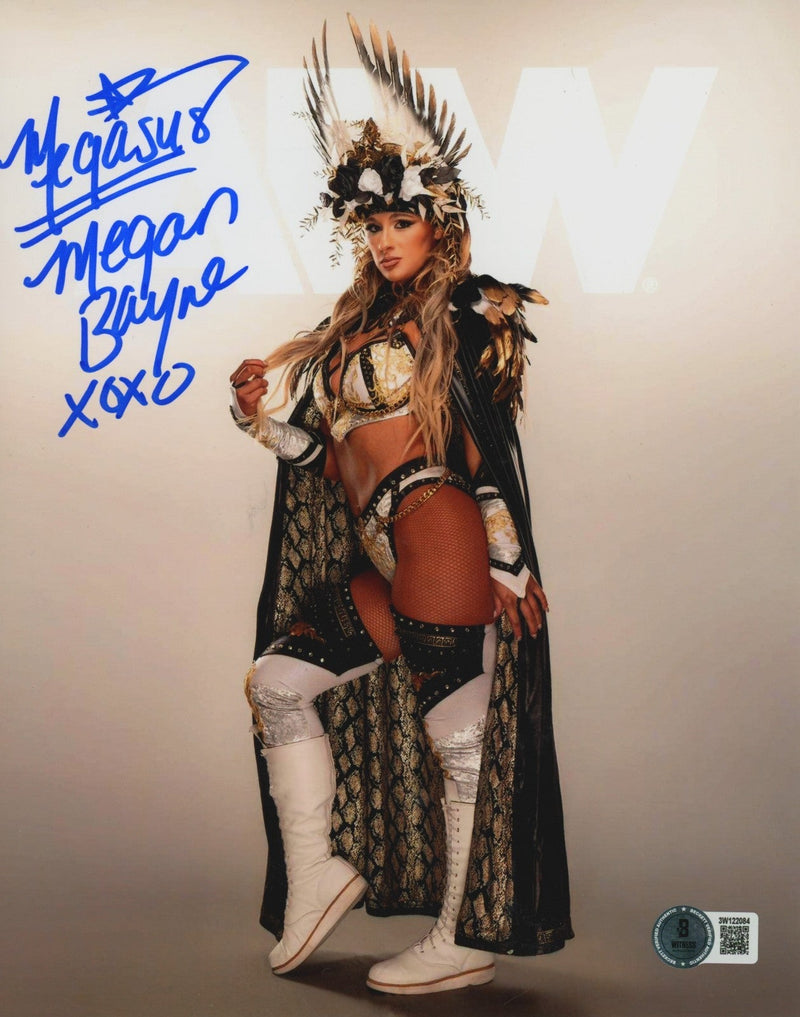 Megan Bayne Signed AEW 8x10 Photo w/ Megasus + XOXO Beckett Witness BAS COA #4
