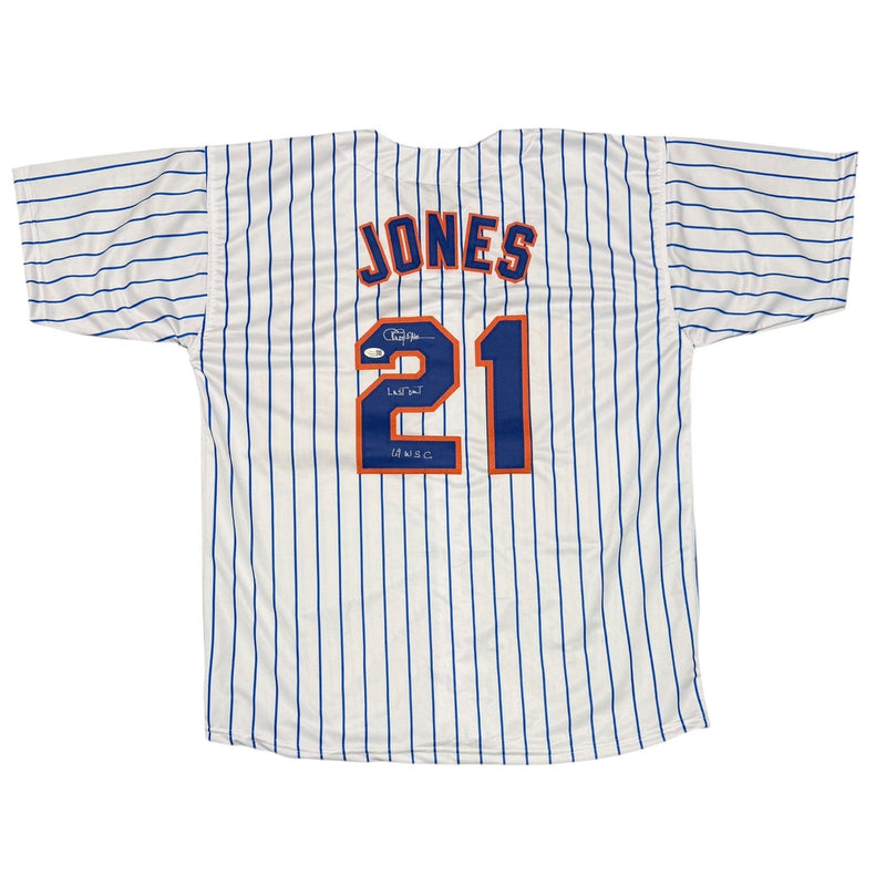 Cleon Jones Signed New York Mets Custom Jersey w/ Last Out & 69 WSC JSA Wit COA