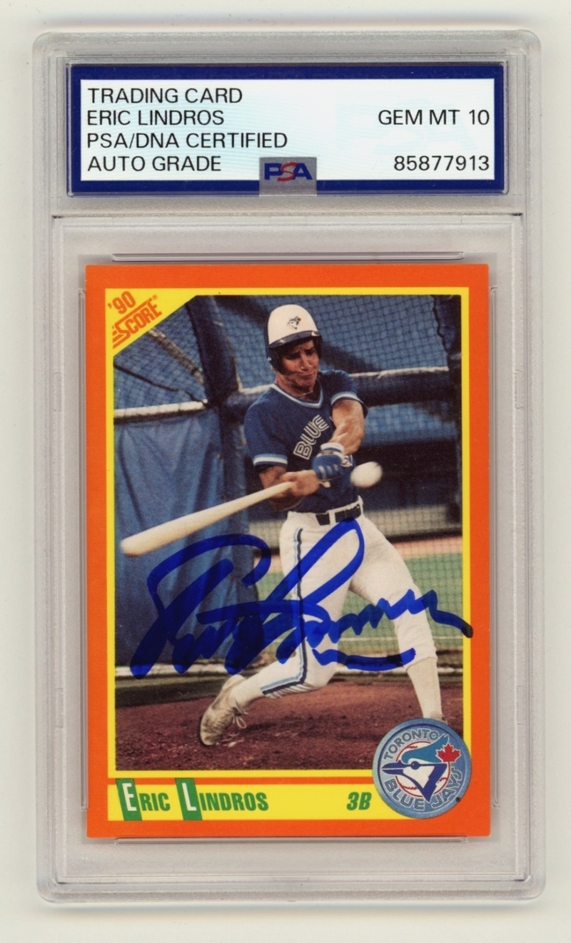 Eric Lindros 1990 Score #100T Signed Auto Rookie RC PSA 10 Auto Blue Jays