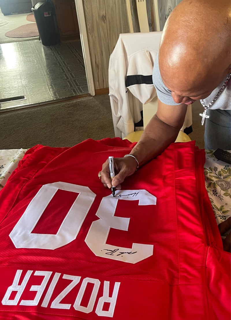 Mike Rozier Signed Nebraska Custom Jersey w/ Heisman 83 Beckett Witness BAS COA