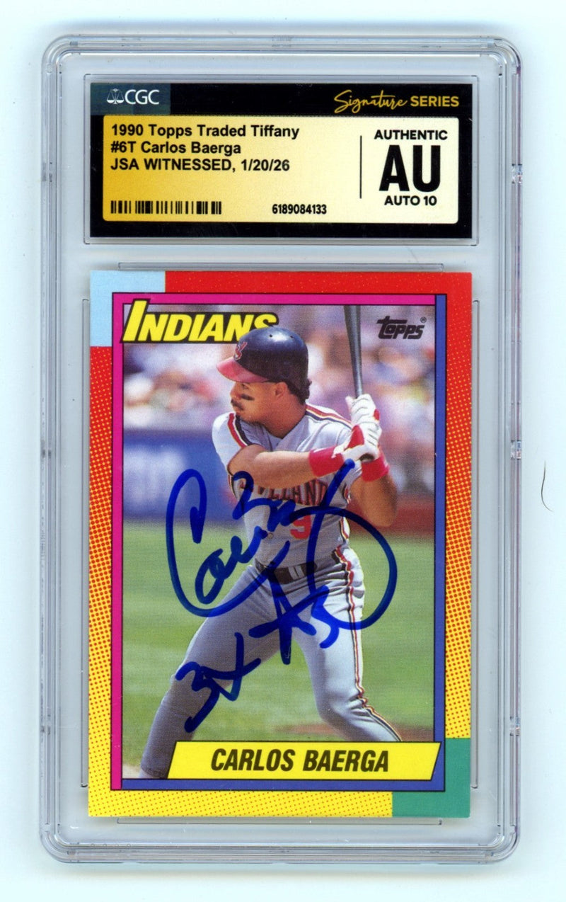Carlos Baerga 1990 Topps Traded Tiffany RC w/ 3 AS Signed JSA CGC 10 Auto
