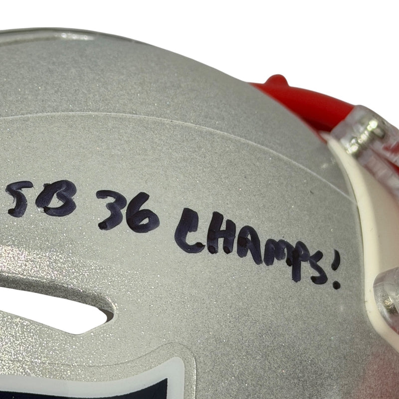 Otis Smith Signed Patriots Speed Mini Helmet w/ SB 36 Champ JSA Witness COA