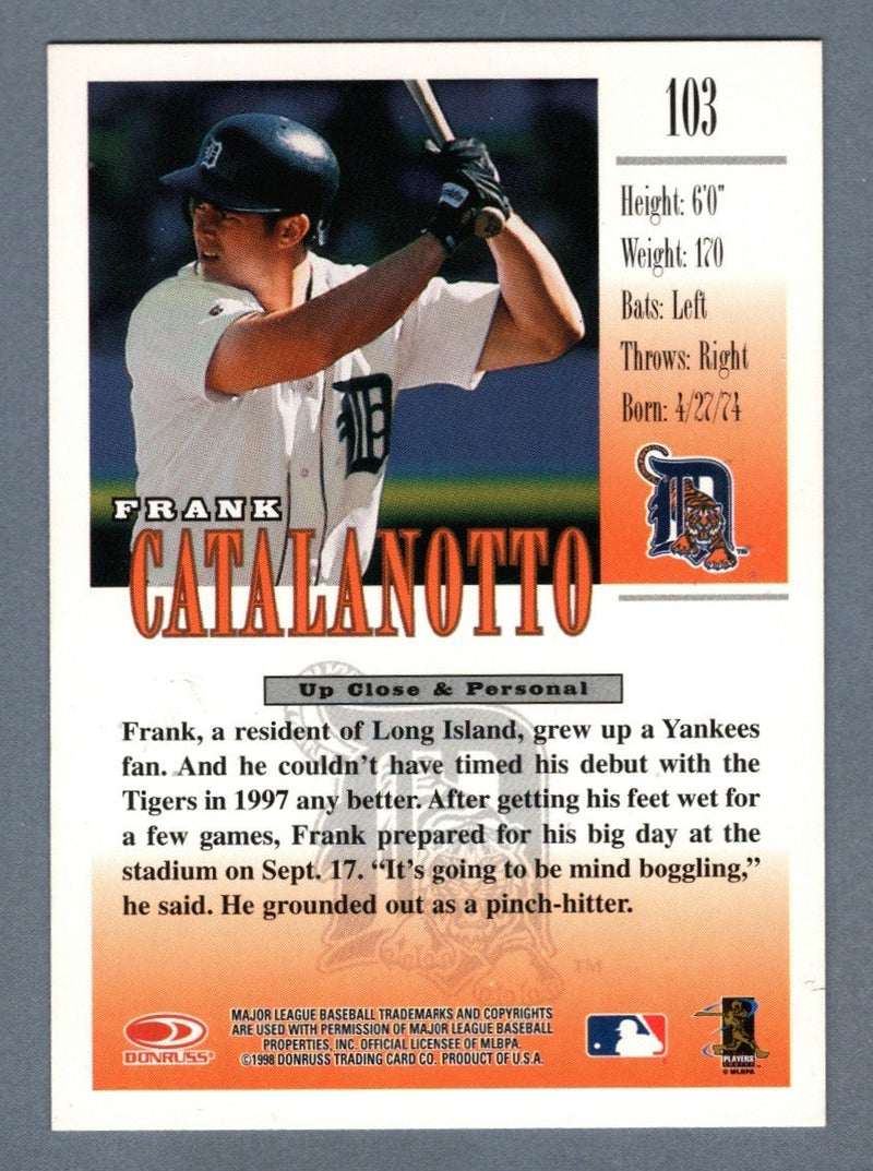 Frank Catalanotto Signed 1998 Donruss Studio #103 LSCM COA Detroit Tigers