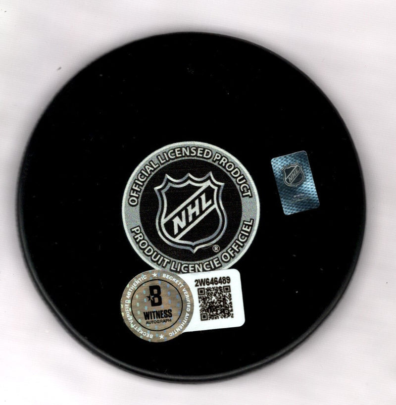 Chris Chelios Signed Auto Montreal Canadiens Puck w HOF 2013 Beckett Wit BAS COA