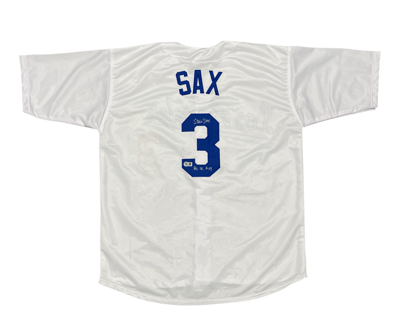 Steve Sax Signed Los Angeles Dodgers Custom Jersey w 82 NL ROY Beckett W BAS COA