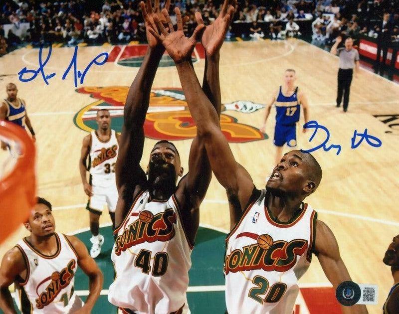 Shawn Kemp & Gary Payton Dual Signed Sonics 8x10 Photo Beckett Wit BAS COA #1