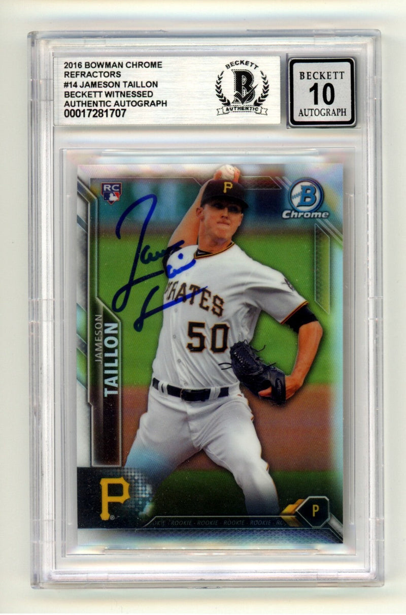 Jameson Taillon 2016 Bowman Chrome Refractor 14 #/499 Signed RC BGS 10 Auto Cubs
