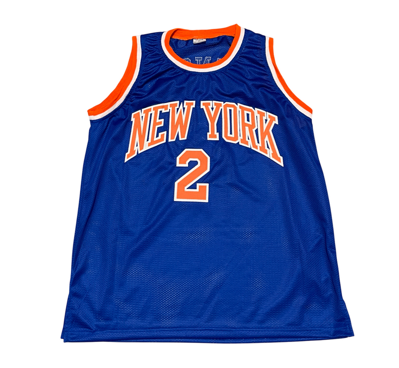 Larry Johnson Signed New York Knicks Custom Jersey Beckett Witness BAS COA
