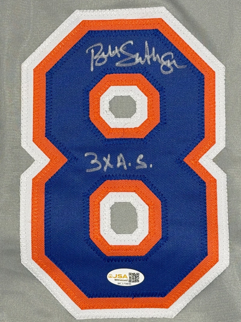 Bret Saberhagen Signed New York Mets Custom Jersey w/ 3x AS JSA Witness COA