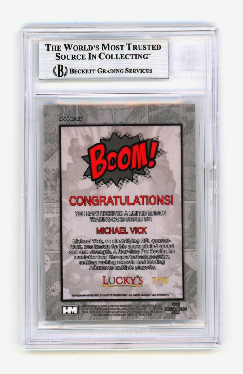Michael Vick 2024 Hits Memorabilia BOOM Gold JSY # 7/10 Signed BGS BAS Auto