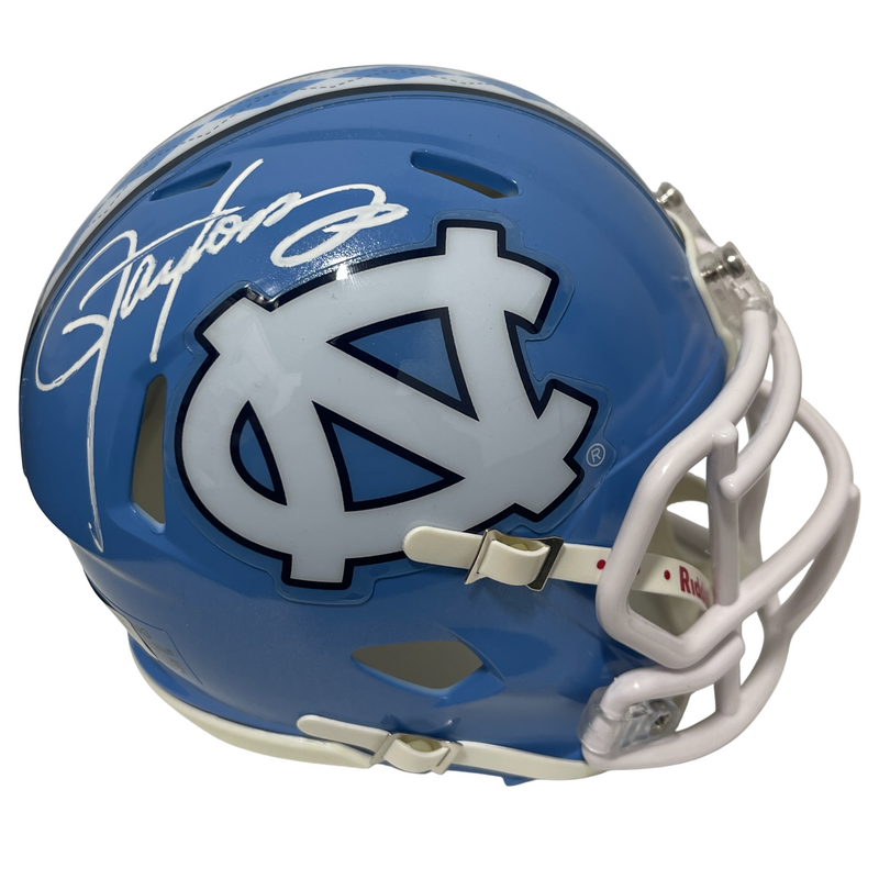 Lawrence Taylor Signed Auto Autographed UNC Mini Helmet Beckett Witness BAS COA